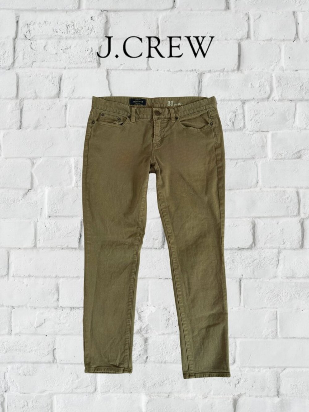 J.Crew Toothpick Ankle Denim Jeans | Olive Green | Size 31